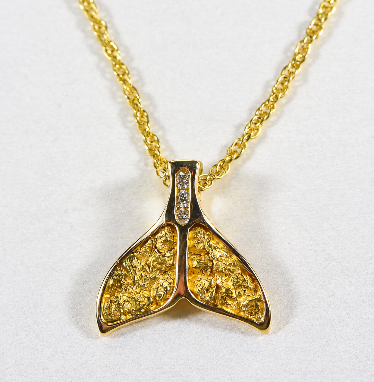Gold Whale Tail Nugget Pendant