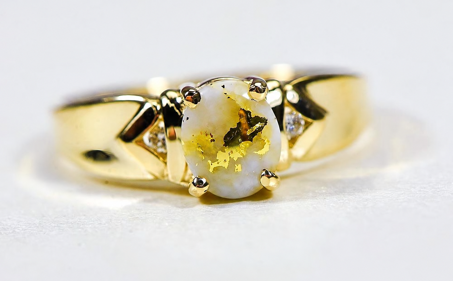 Diamond Accent Gold Quartz Ring