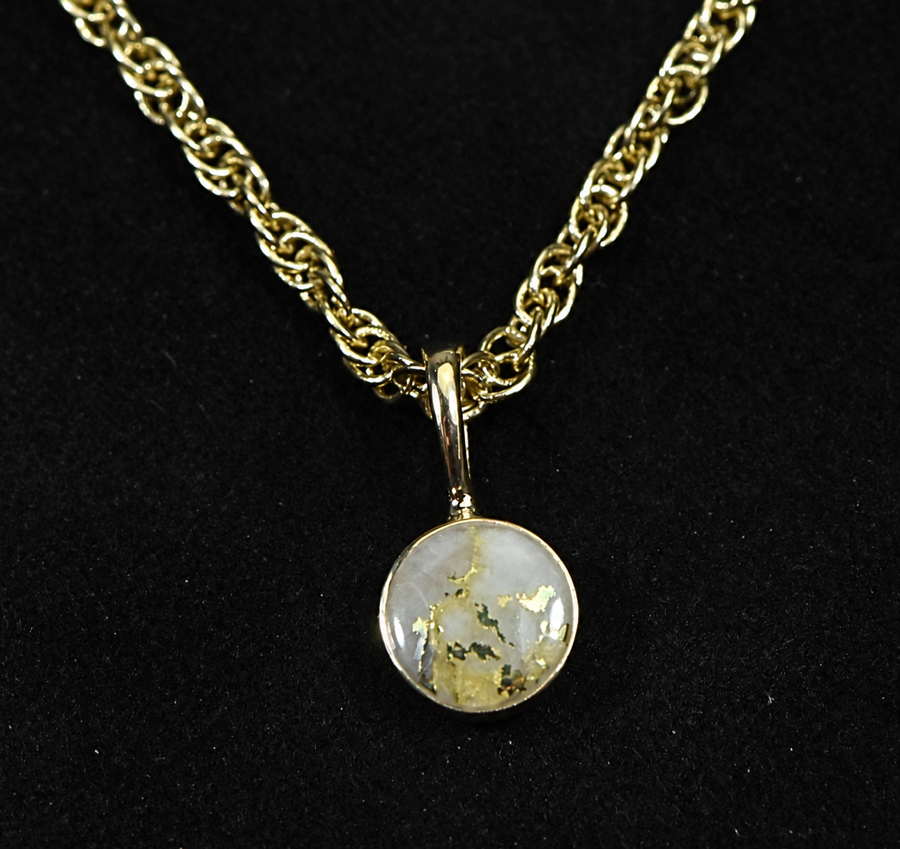 Round Gold Quartz Pendant