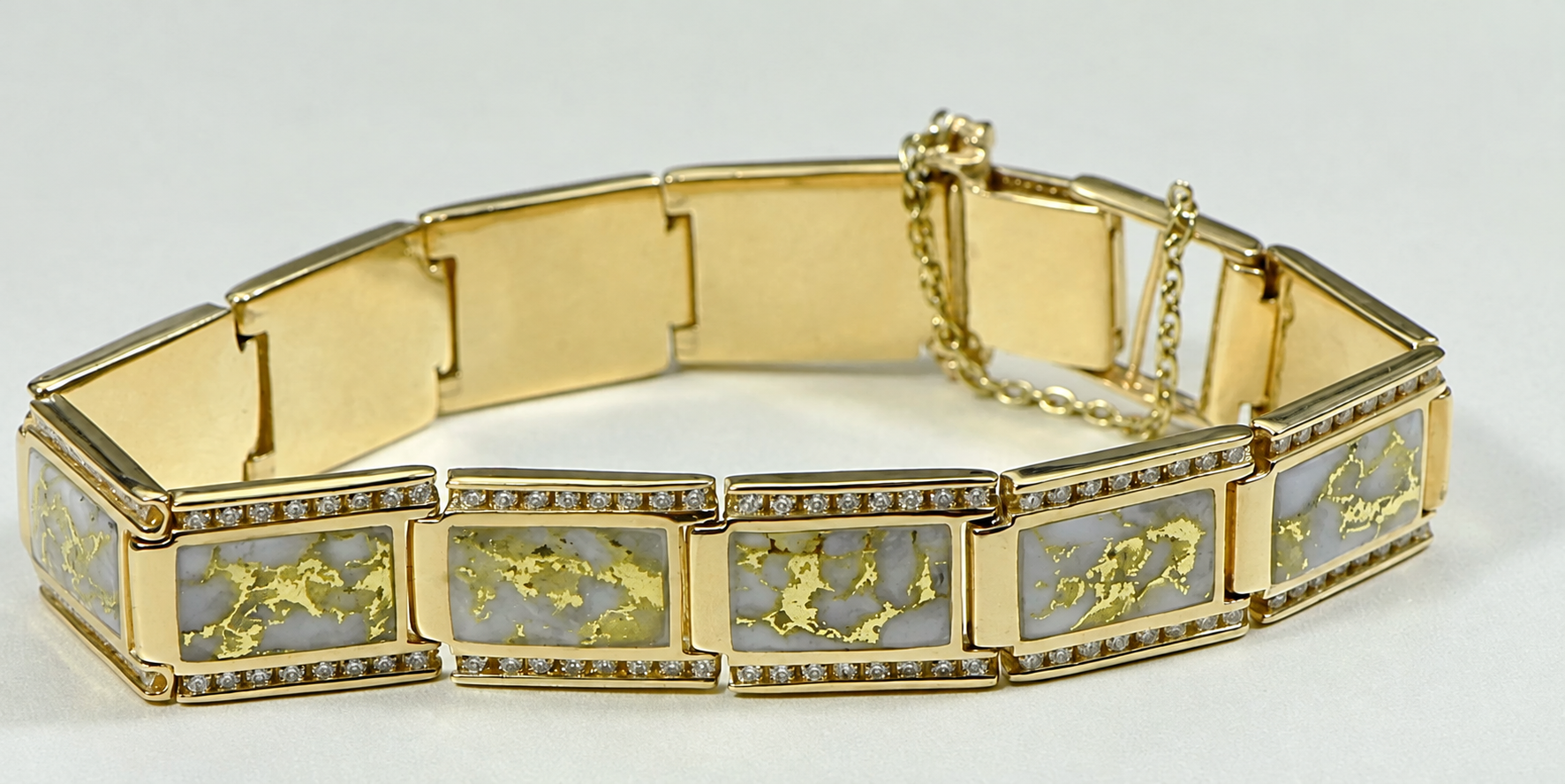 Wide Gold Quartz Bracelet