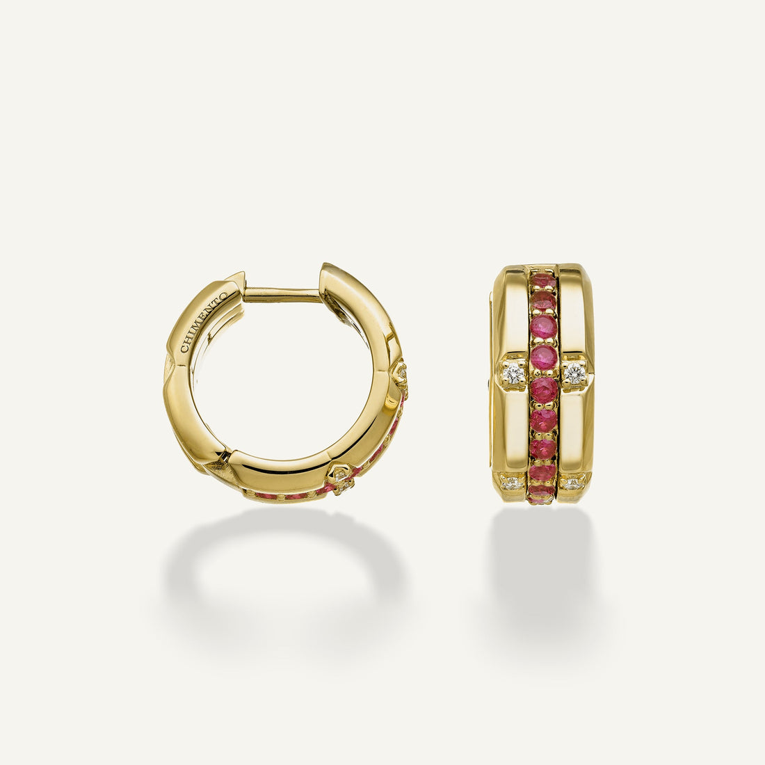 Chimento Gold earrings with diamonds and colored gemstones — catalog photograph 4