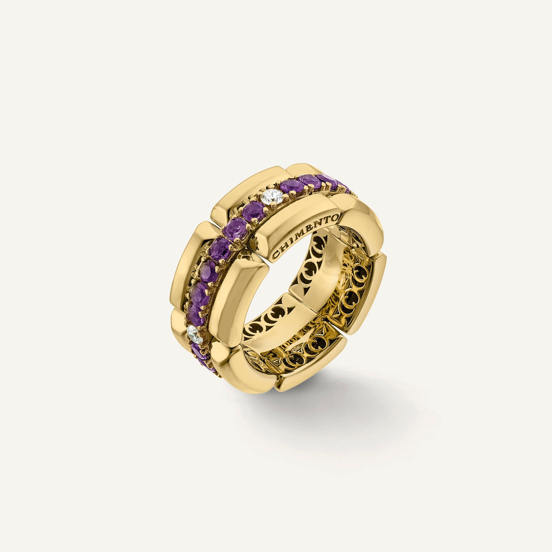 Chimento Gold ring with diamonds and colored gemstones — Yellow · Amethyst and Diamond · One size