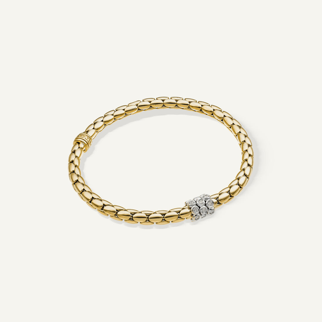 Chimento Gold flexible bracelet with diamonds — Yellow · White Diamond · One size