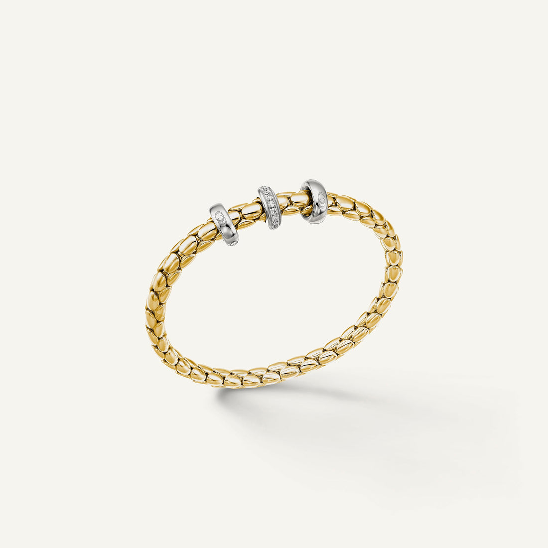 Chimento Gold flexible bracelet with diamonds — Yellow · White Diamond · One size