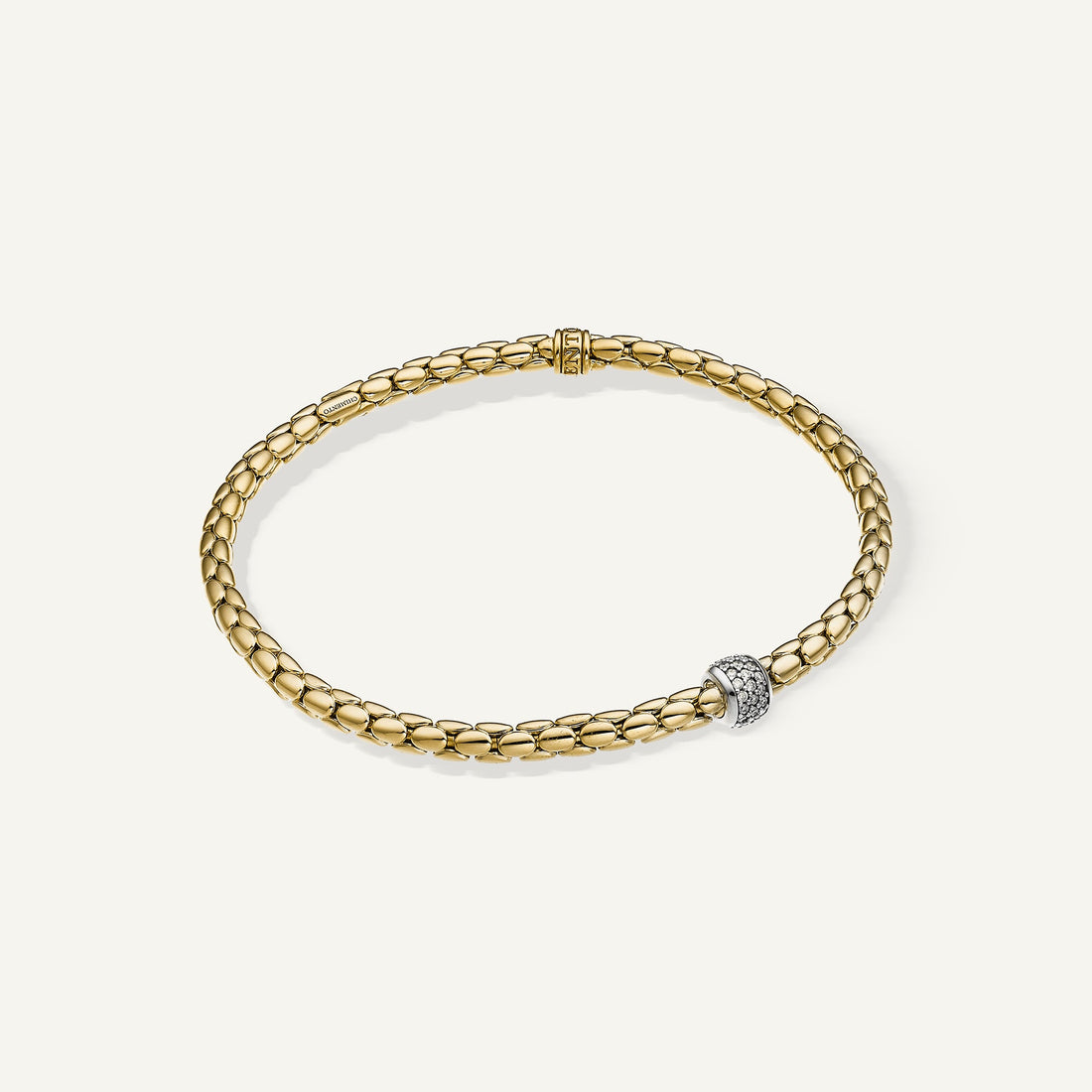 Chimento Gold flexible bracelet with diamonds — Yellow · White Diamond · One size