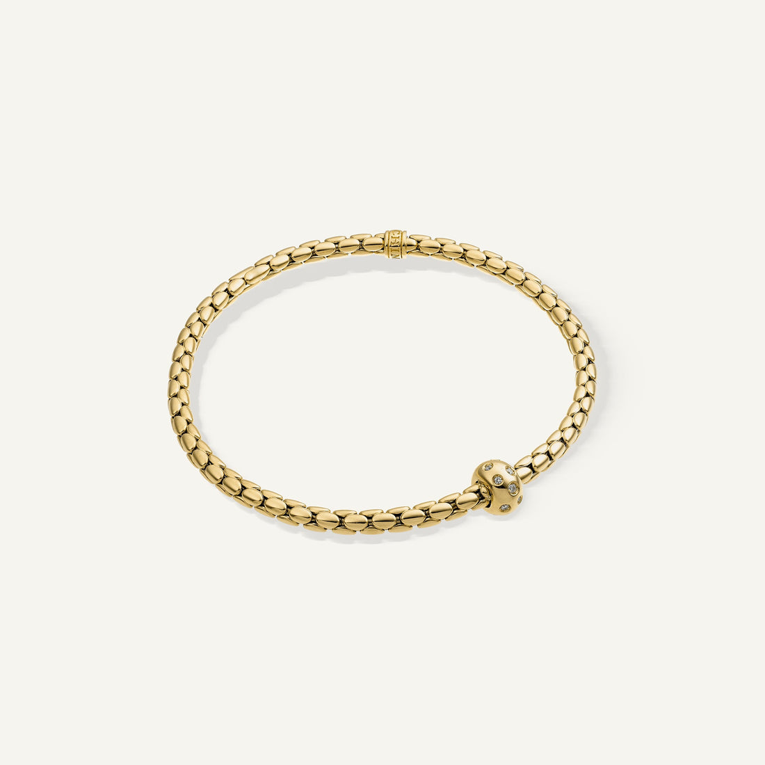 Chimento Gold flexible bracelet with diamonds — Yellow · White Diamond · One size