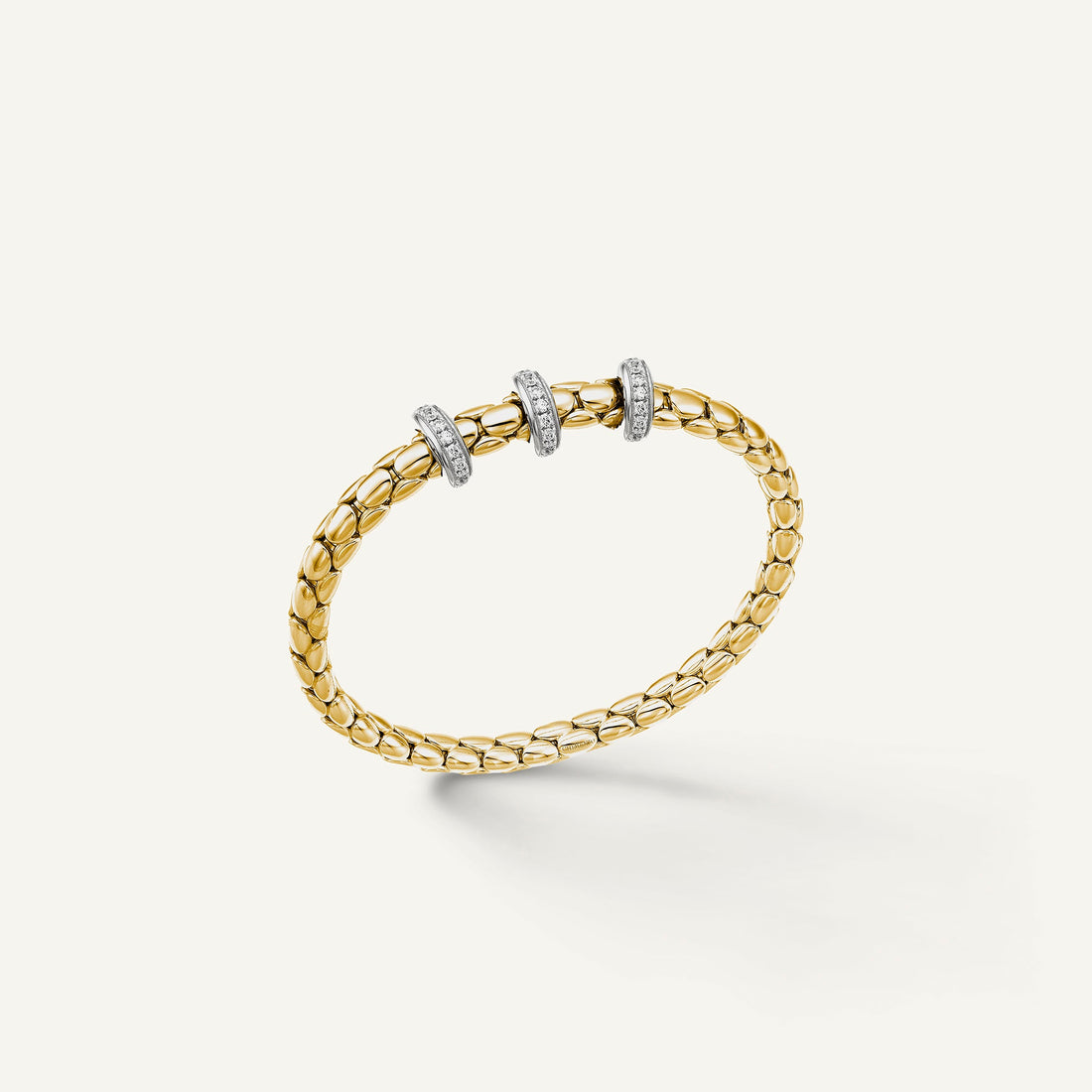Chimento Gold flexible bracelet with diamonds — Yellow · White Diamond · One size