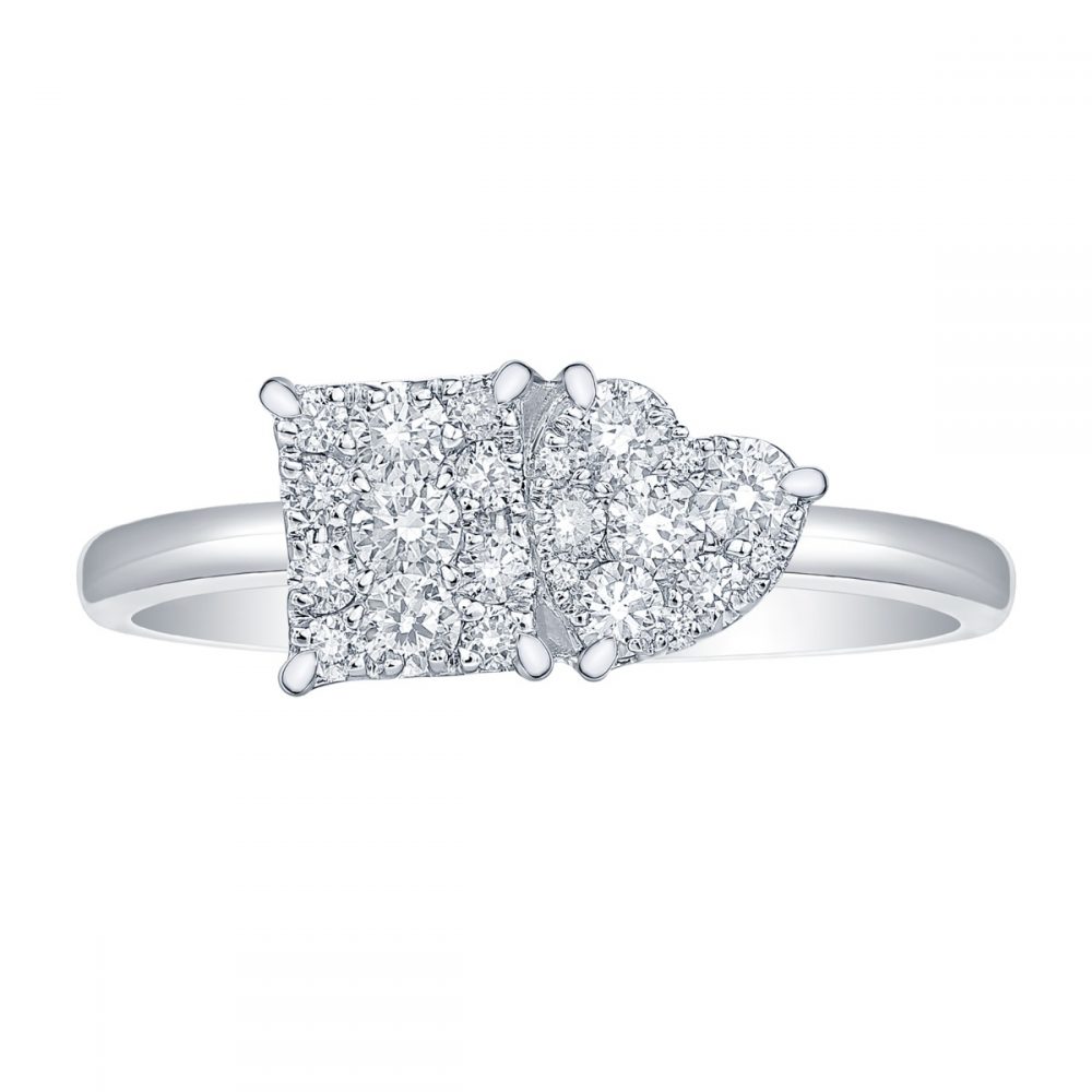 R37087WHT – 18K White Gold Diamond Ring, 0.39 TCW