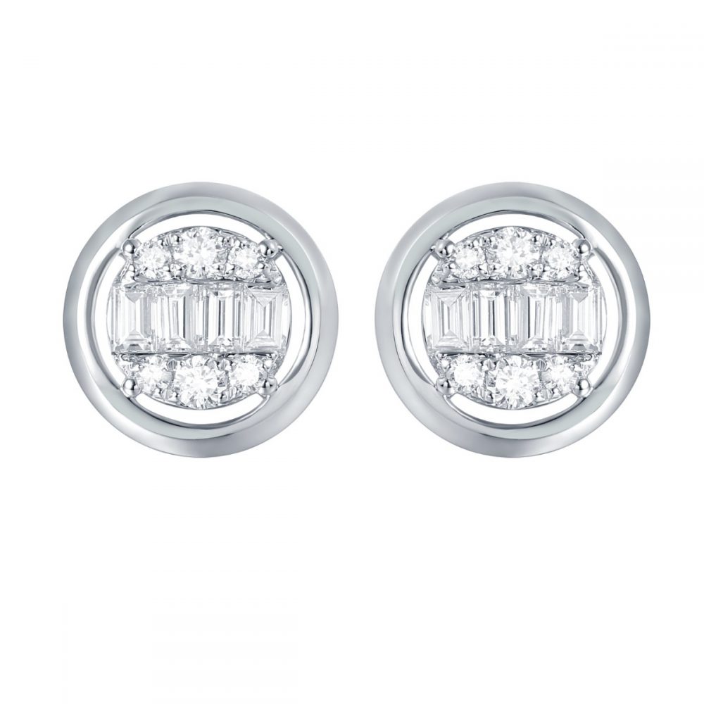 E36577WHT – 18K White Gold Diamond Earring, 0.6 TCW