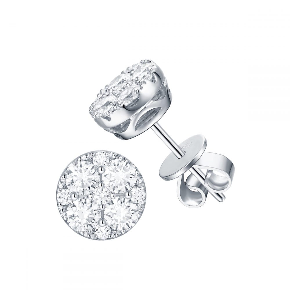 E35789WHT – 18K White Gold Diamond Earring, 0.51 TCW