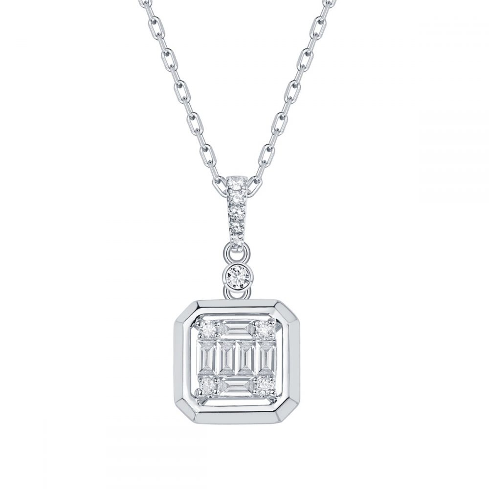 P36567WHT – 18K White Gold Diamond Pendant, 0.26 TCW