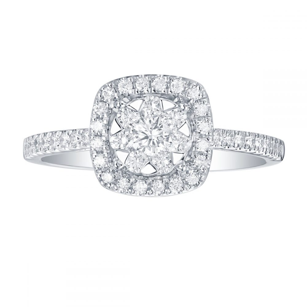 R36374WHT – 18K White Gold Diamond Ring, 0.6 TCW