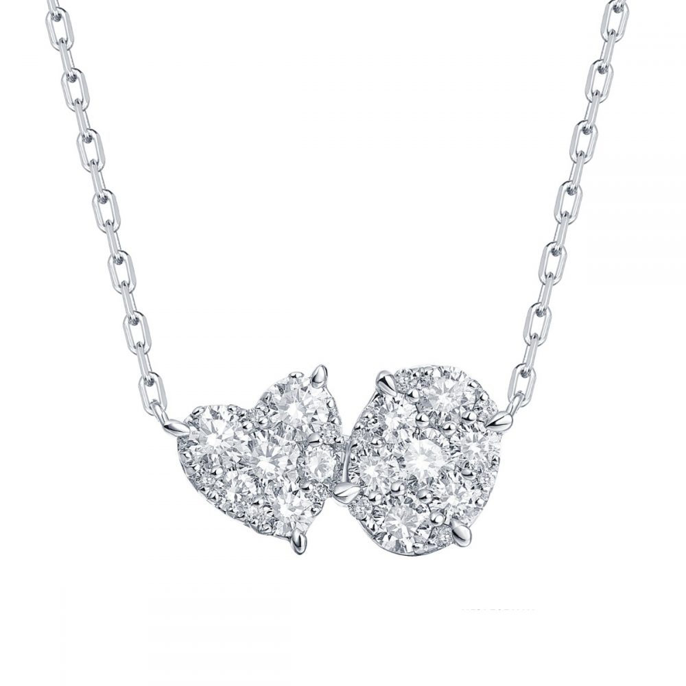NL37161WHT – 18K White Gold Diamond Necklace, 0.86 TCW