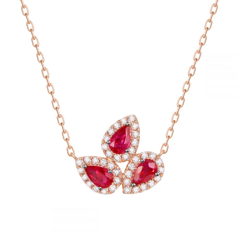 NL35848RUW – 18K Rose Gold Diamond and Gemstone Necklace, 0.95 TCW