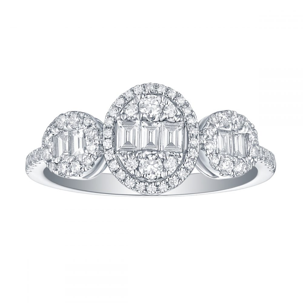 R34813WHT – 18K White Gold Diamond Ring, 0.56 TCW