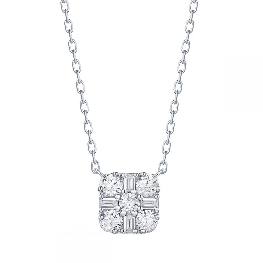 NL36991WHT – 18K White Gold Diamond Necklace, 0.54 TCW