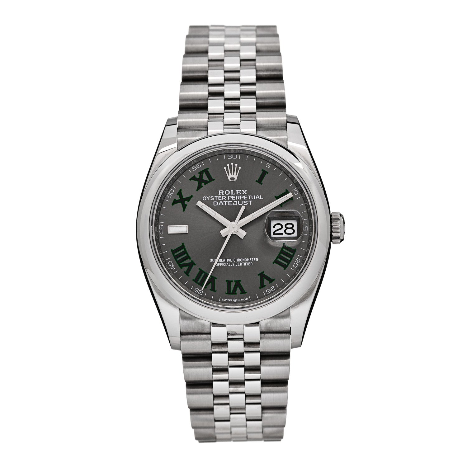 Rolex Stainless Steel 36mm Oyster Perpetual Wimbledon Datejust Watch Slate 126200 — representative example