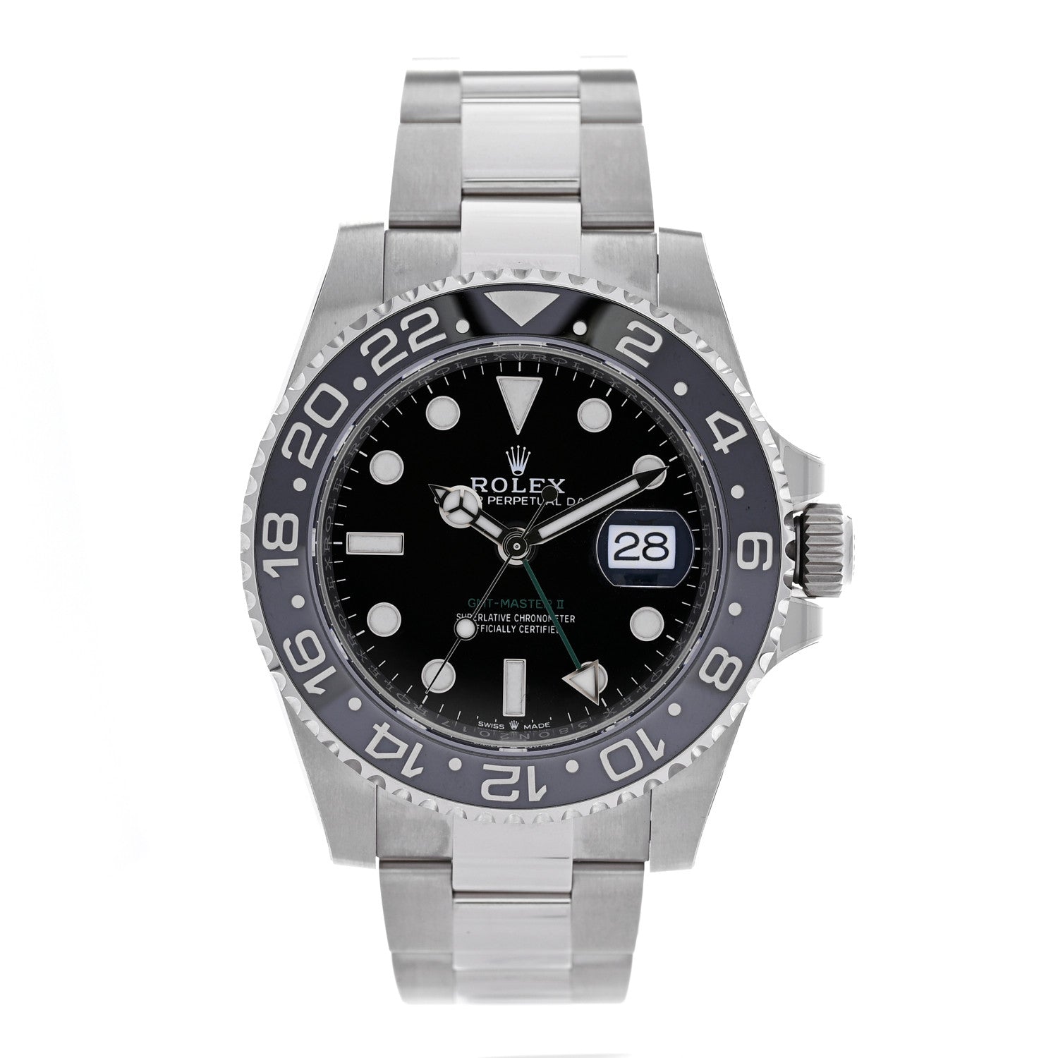 Rolex Stainless Steel 40mm Oyster Perpetual Date GMT Master II Bruce Wayne Watch Black 126710GRNR — representative example