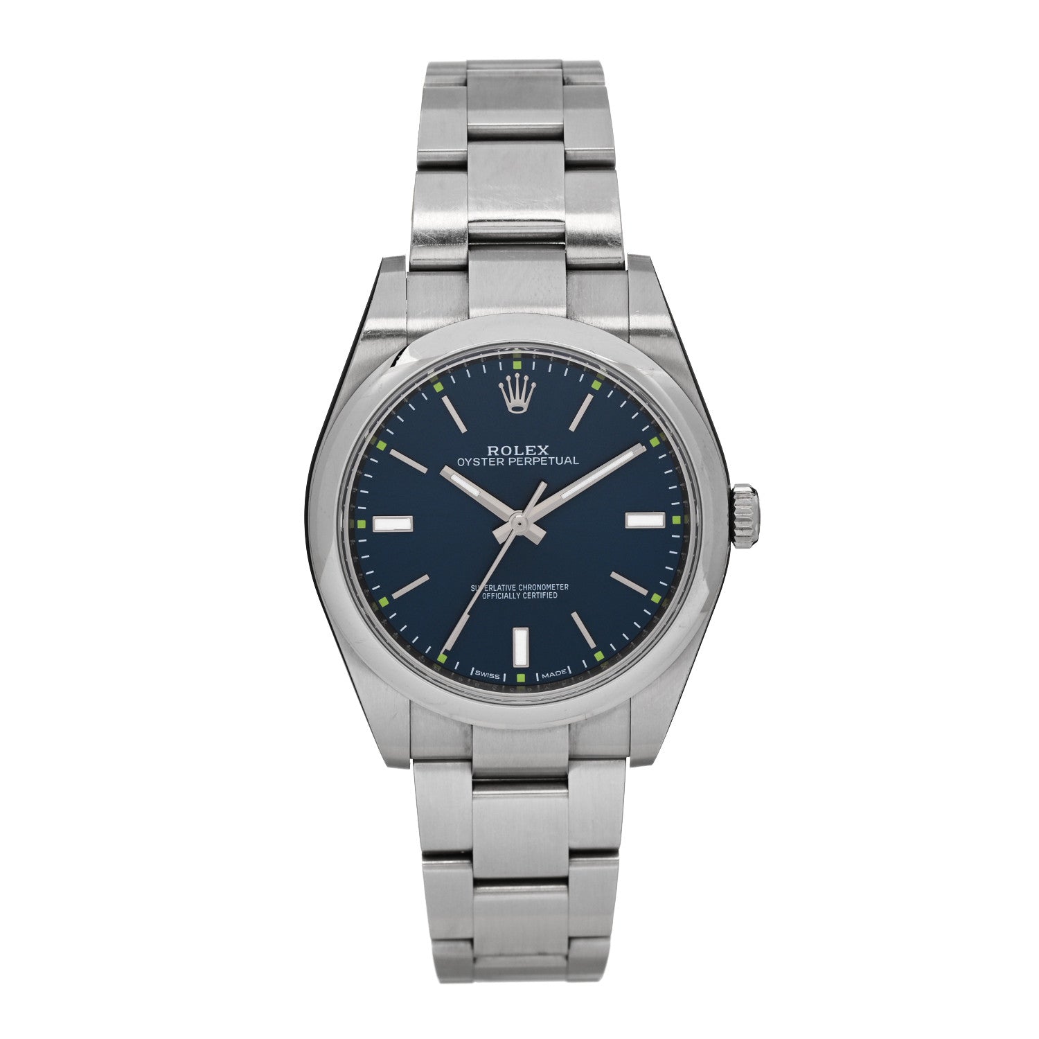 Rolex Stainless Steel 39mm Oyster Perpetual Watch Blue 114300 — representative example