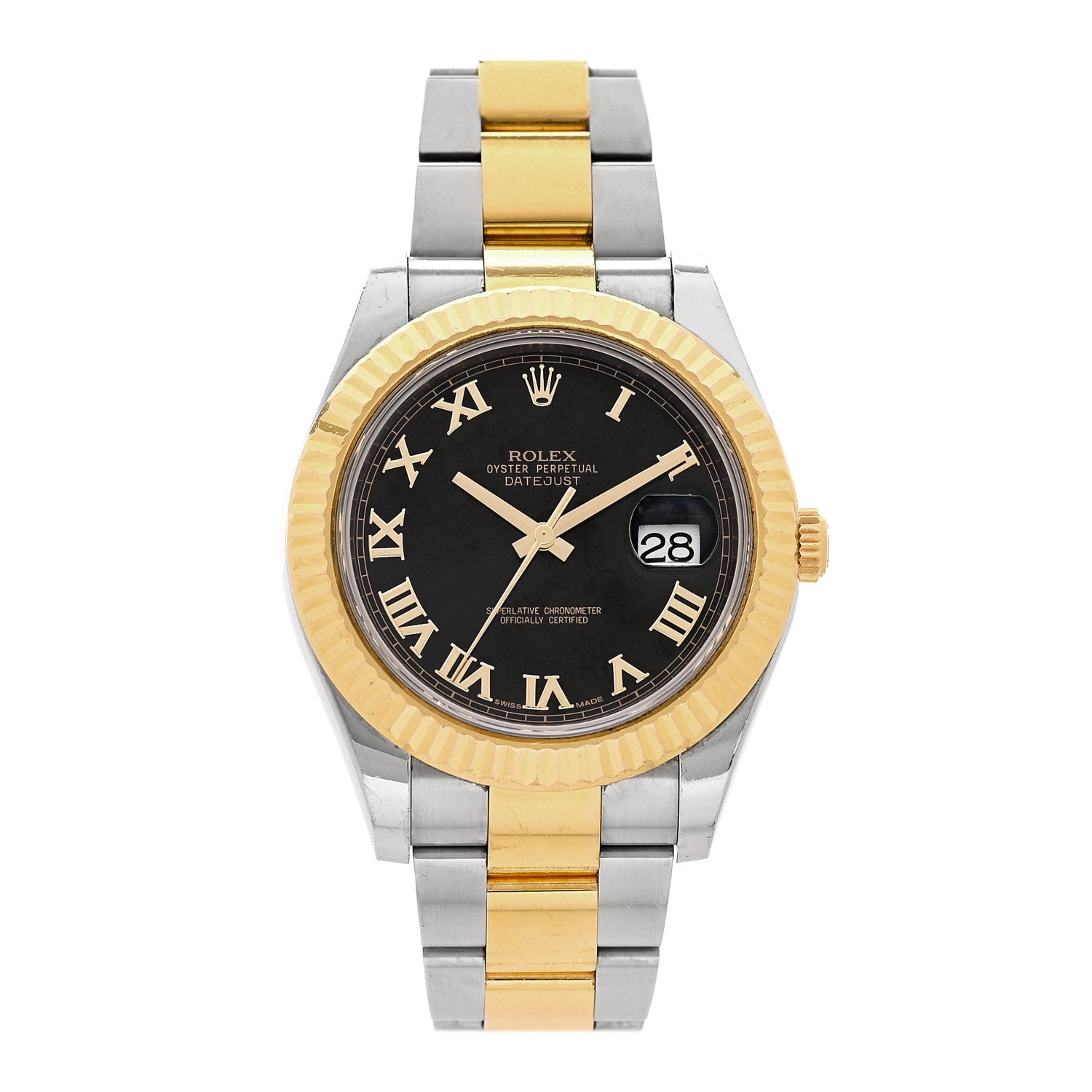 Rolex Stainless Steel 18K Yellow Gold 41mm Oyster Perpetual Datejust II Watch Black Roman 116333 — representative example