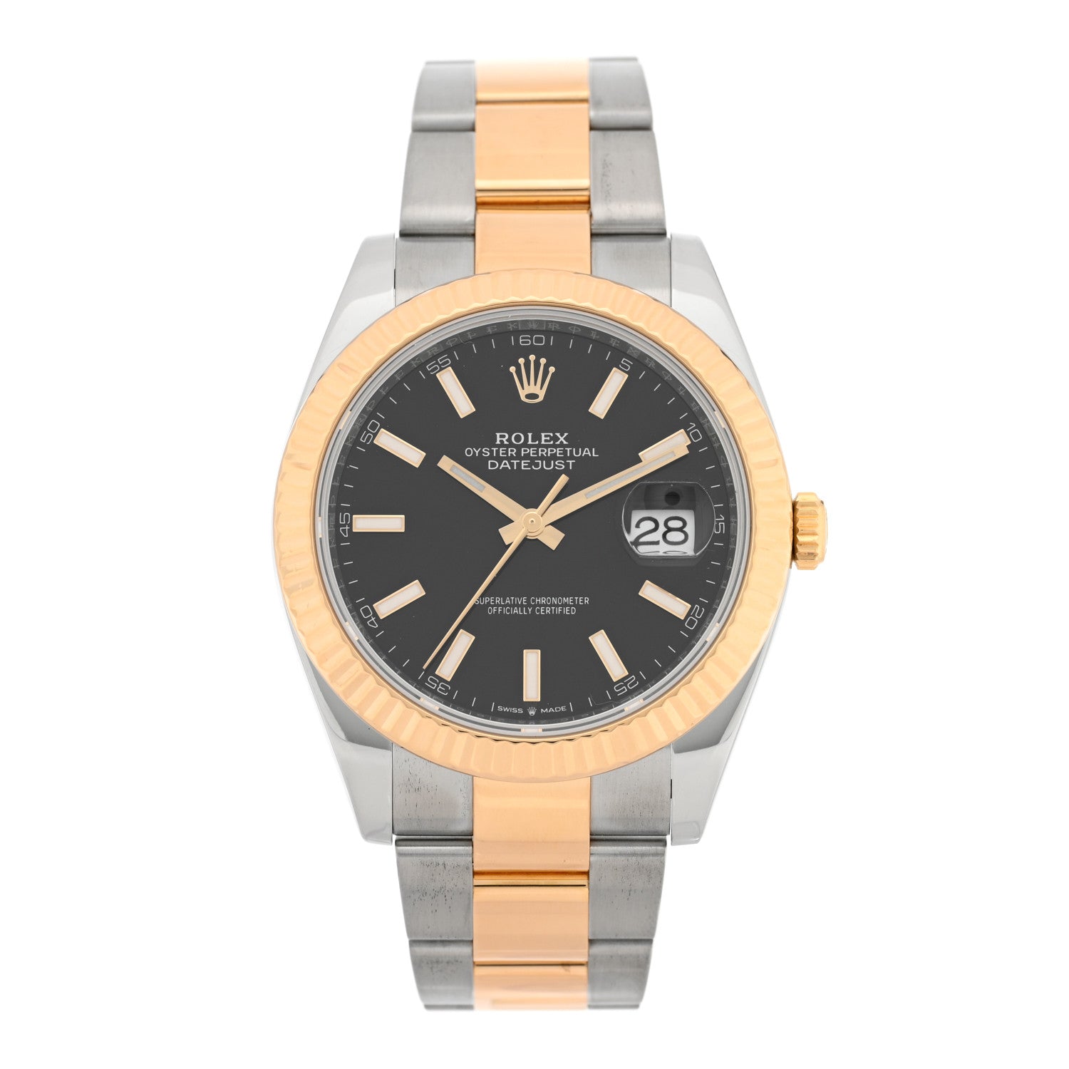 Rolex Stainless Steel 18K Yellow Gold 41mm Oyster Perpetual Datejust Watch Black 126333 — representative example