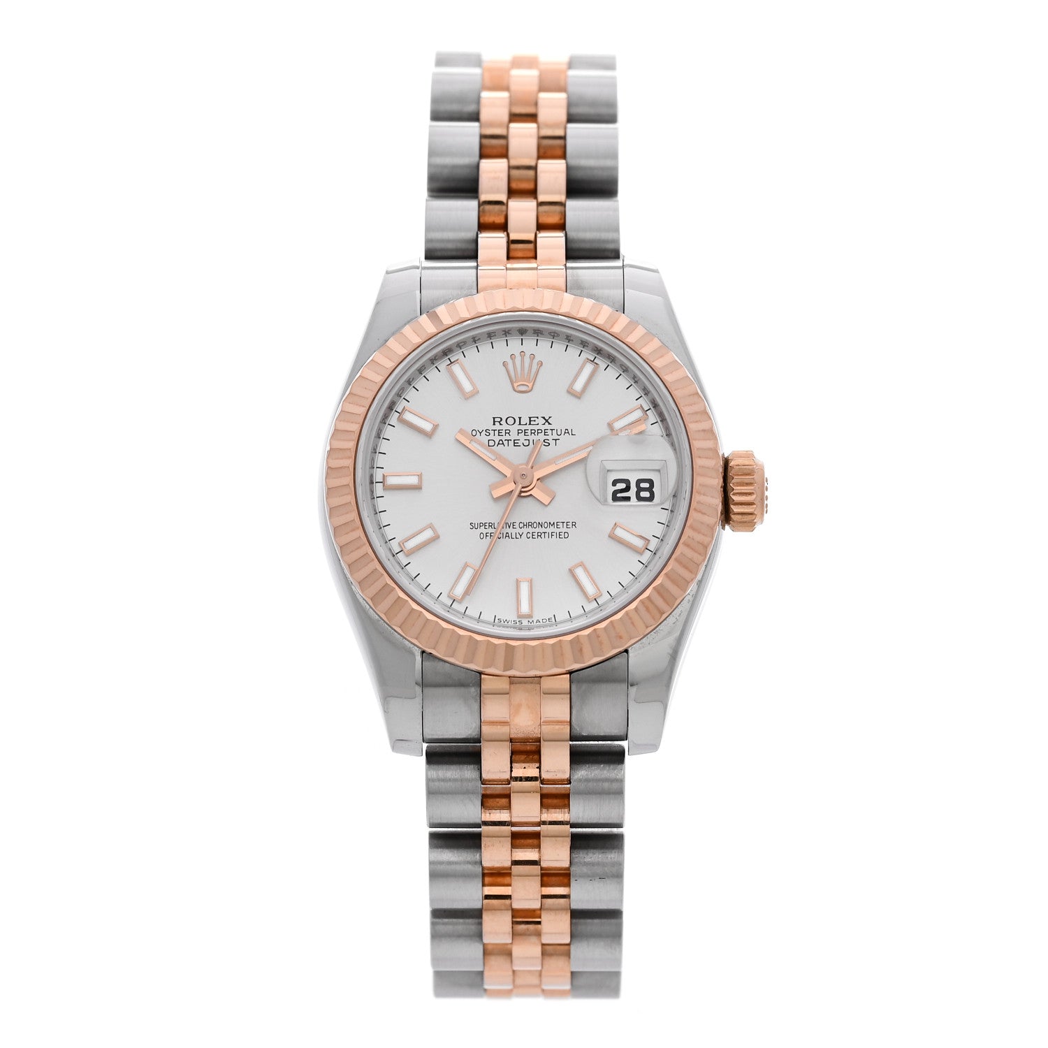 Rolex Stainless Steel 18K Everose Gold 26mm Oyster Perpetual Datejust Watch Silver 179171 — representative example