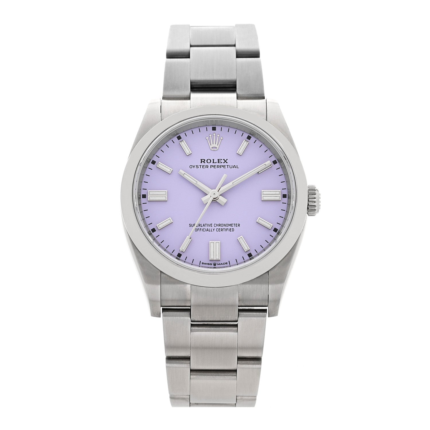 Rolex Stainless Steel 36mm Oyster Perpetual Watch Lavender 126000 — representative example