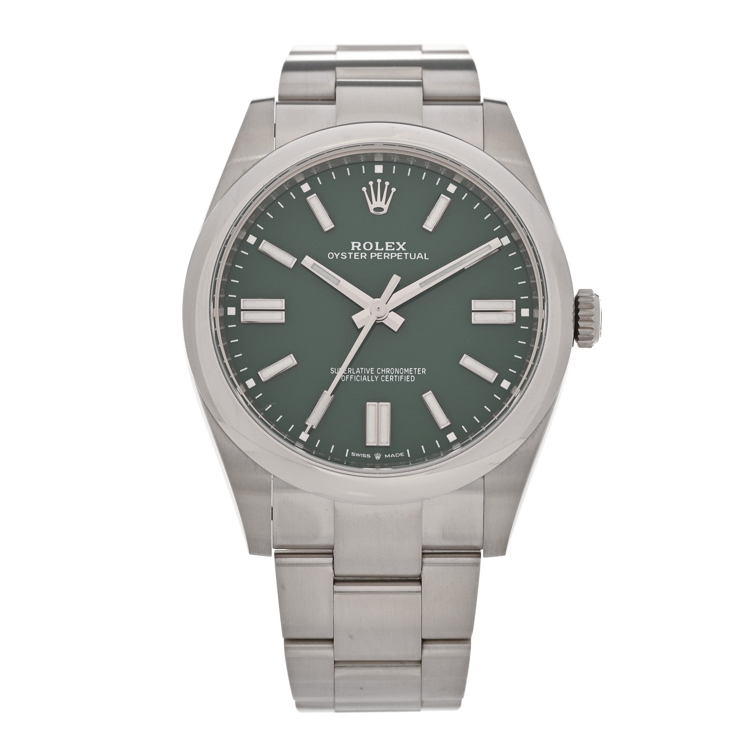Rolex Stainless Steel 41mm Oyster Perpetual Watch Green 124300 — representative example