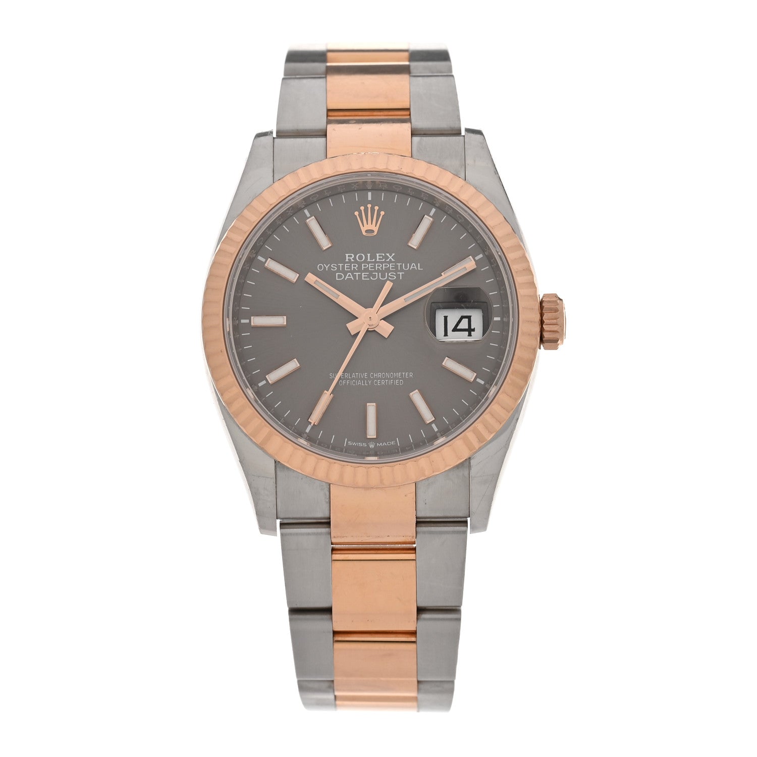 Rolex Stainless Steel 18K Everose Gold 36mm Oyster Perpetual Datejust Watch Slate 126231 — representative example