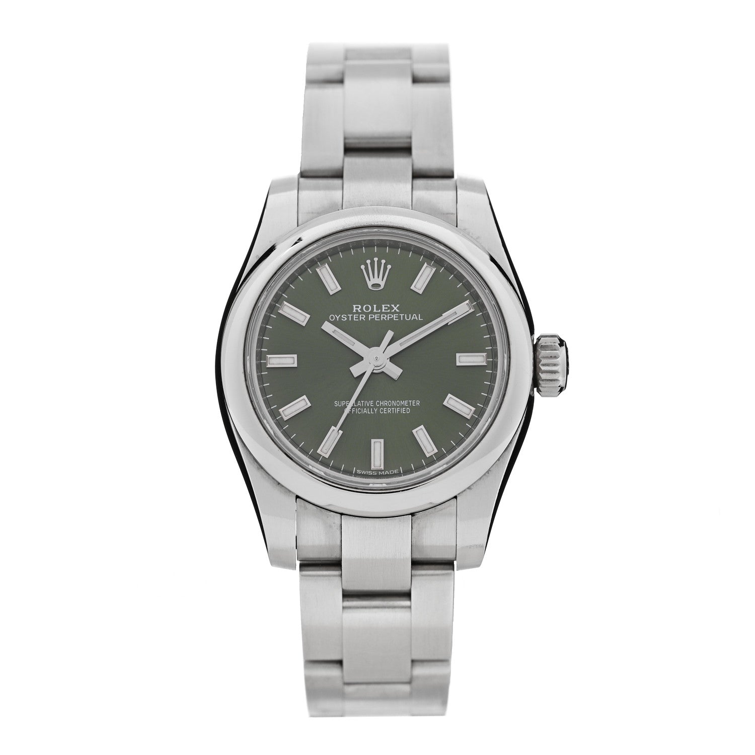 Rolex Stainless Steel 26mm Oyster Perpetual Watch Olive Green 176200 — representative example