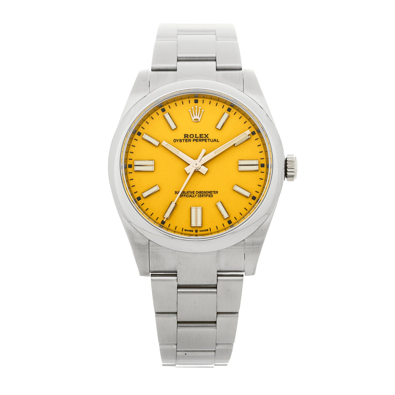 Rolex Stainless Steel 41mm Oyster Perpetual Watch Yellow 124300 — representative example