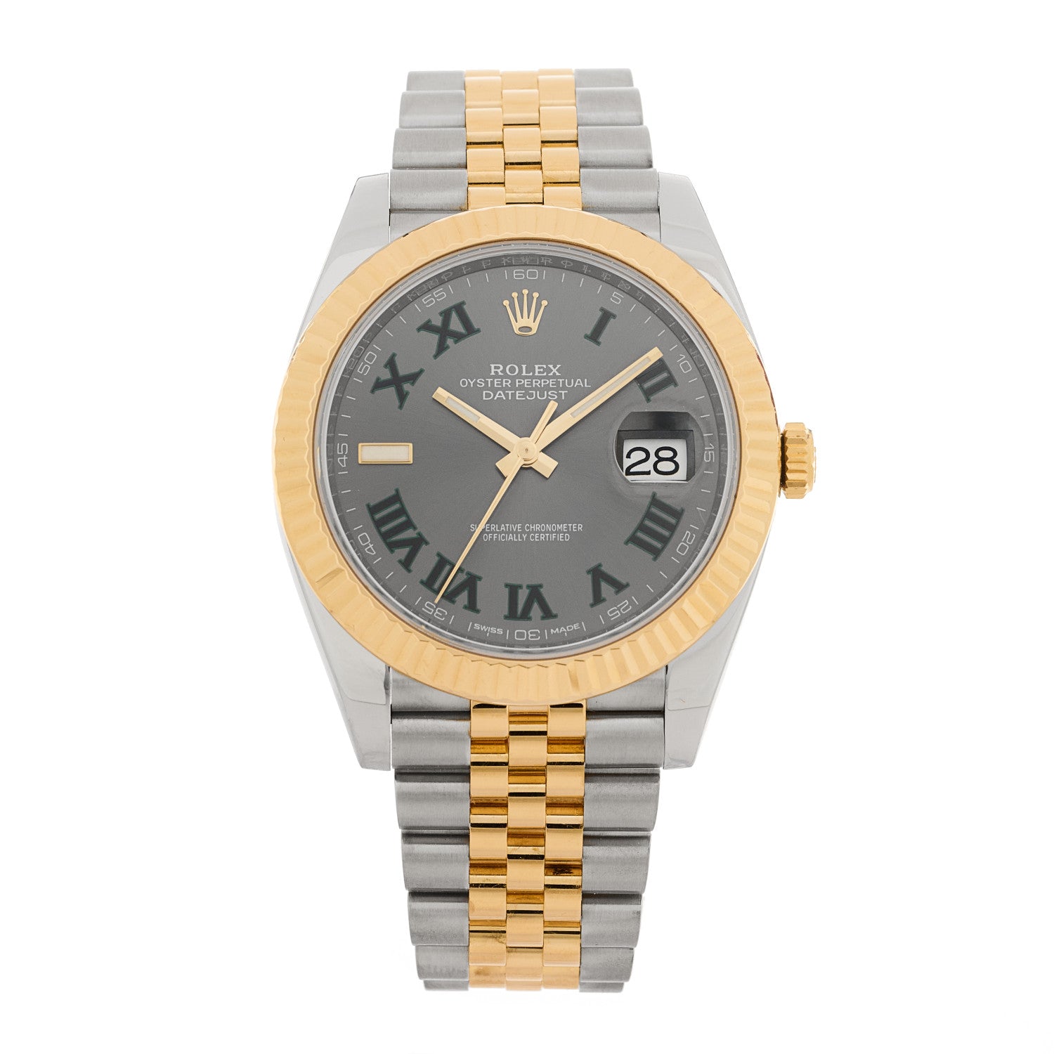 Rolex Stainless Steel 18K Yellow Gold 41mm Oyster Perpetual Wimbledon Datejust Watch Slate 126333 — representative example