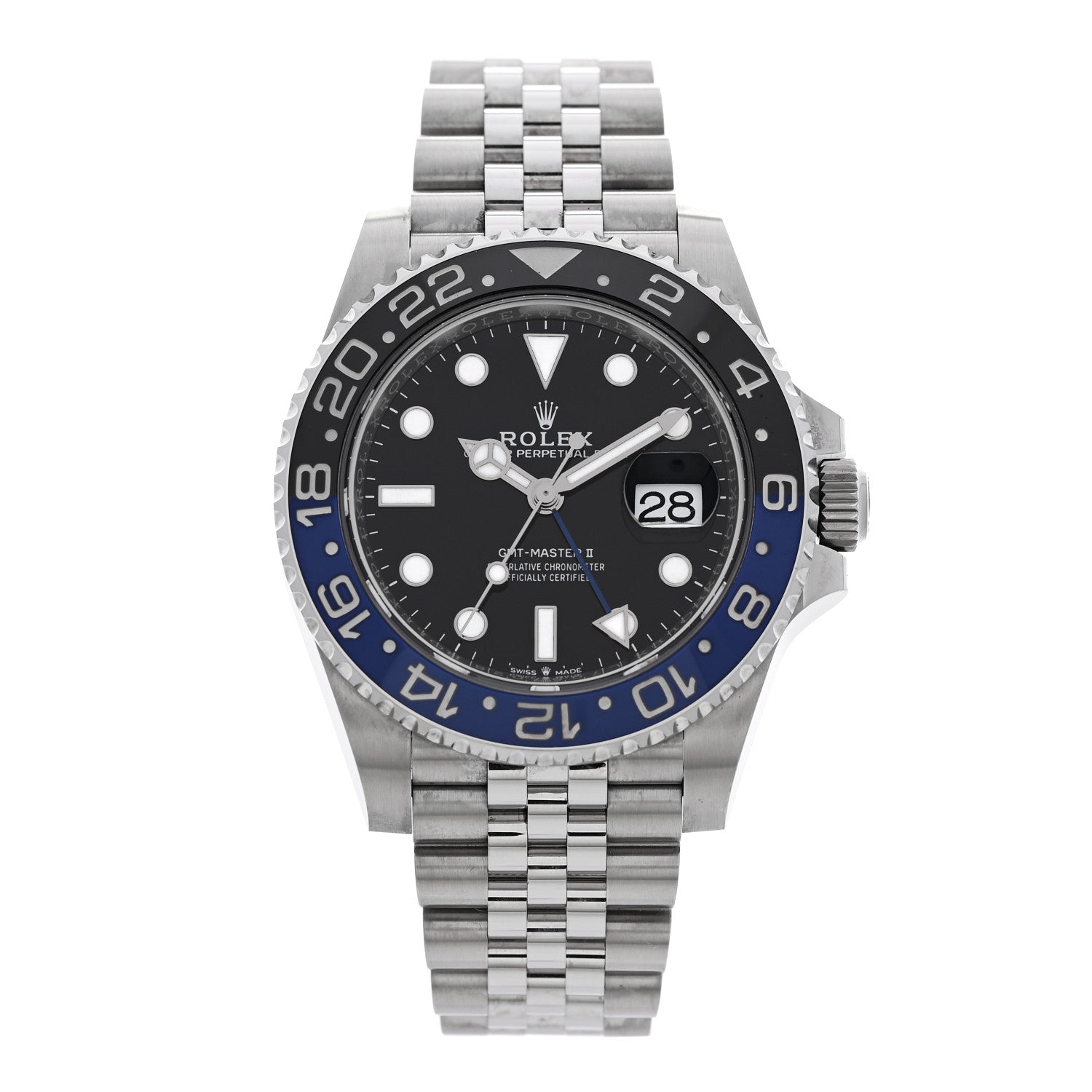 Rolex Stainless Steel 40mm Oyster Perpetual Date GMT Master Ⅱ Batgirl Watch 126710BLNR — representative example