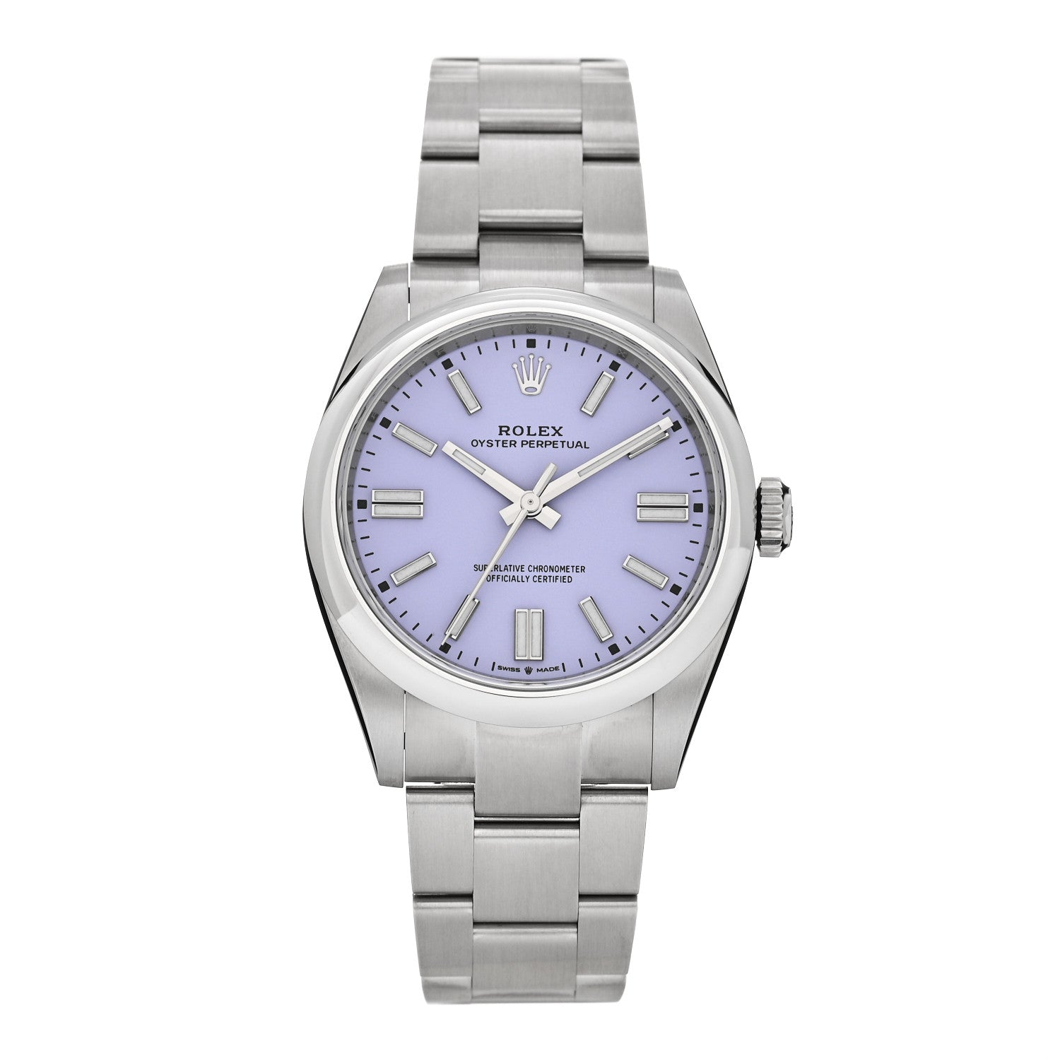 Rolex Stainless Steel 41mm Oyster Perpetual Watch Lavender 134300 — representative example