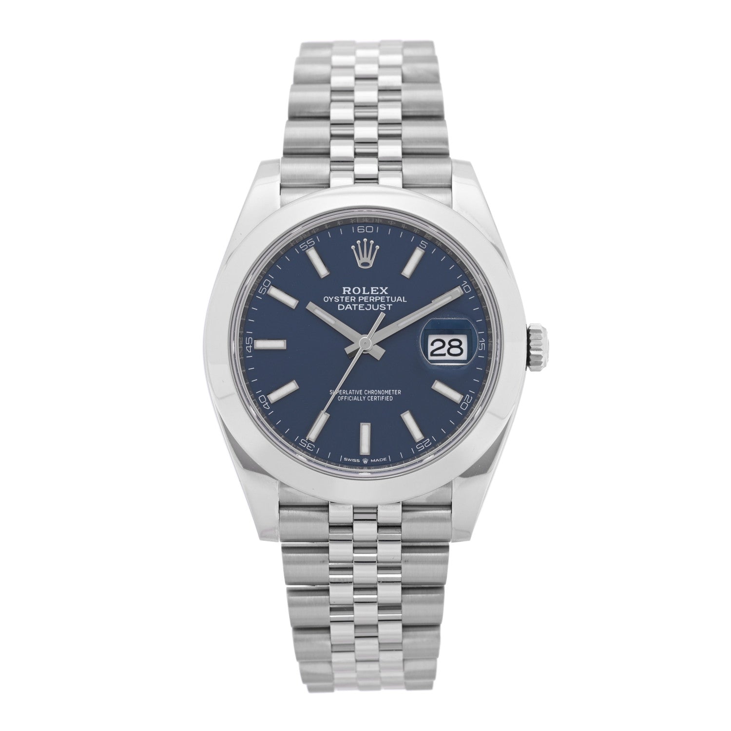 Rolex Stainless Steel 41mm Oyster Perpetual Datejust Watch Bright Blue 126300 — representative example