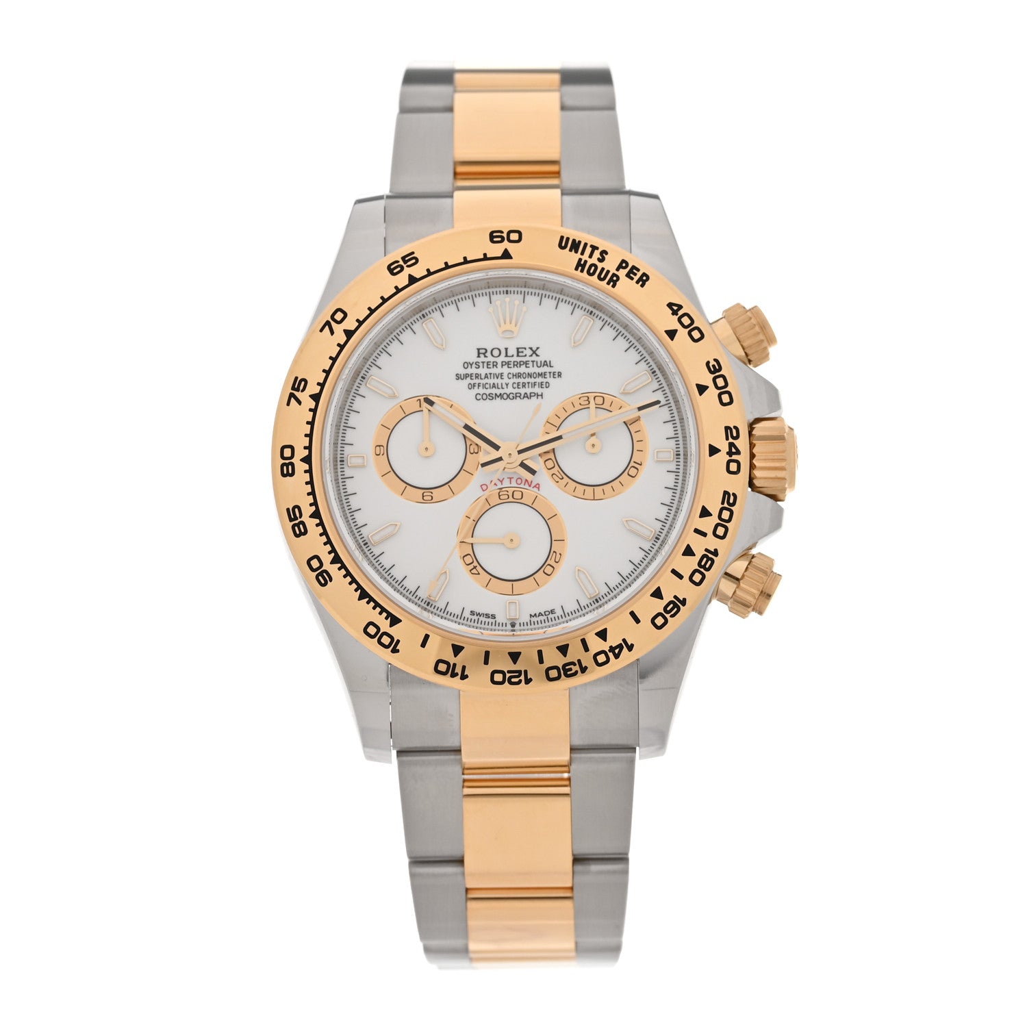 Rolex Stainless Steel 18K Yellow Gold 40mm Oyster Perpetual Cosmograph Daytona Watch White 126503 — representative example