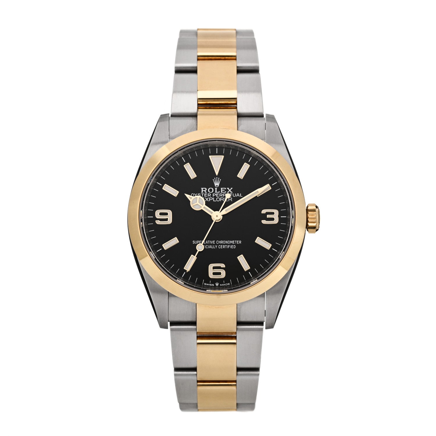 Rolex Stainless Steel 18K Yellow Gold 36mm Oyster Perpetual Explorer Watch Black 124273 — representative example