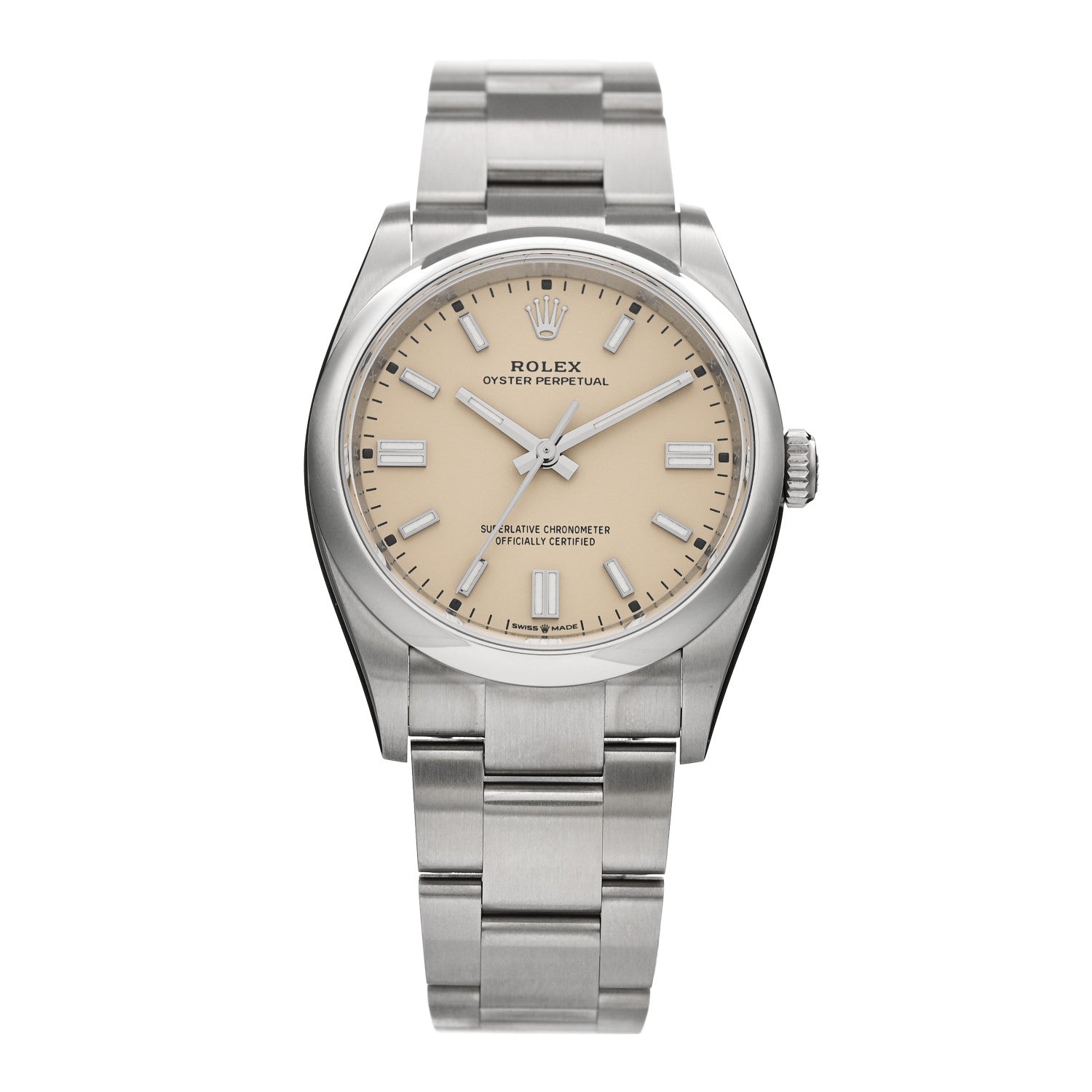 Rolex Stainless Steel 36mm Oyster Perpetual Watch Beige 126000 — representative example